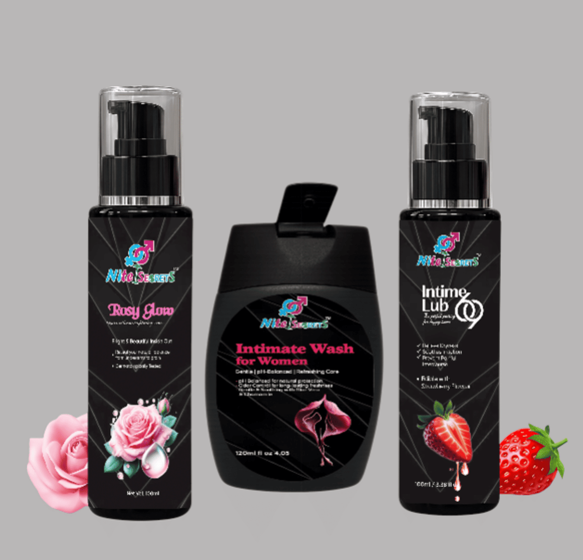 Trio: Rosy Glow Serum + Intimate Wash + Intime Lub 69 for Women