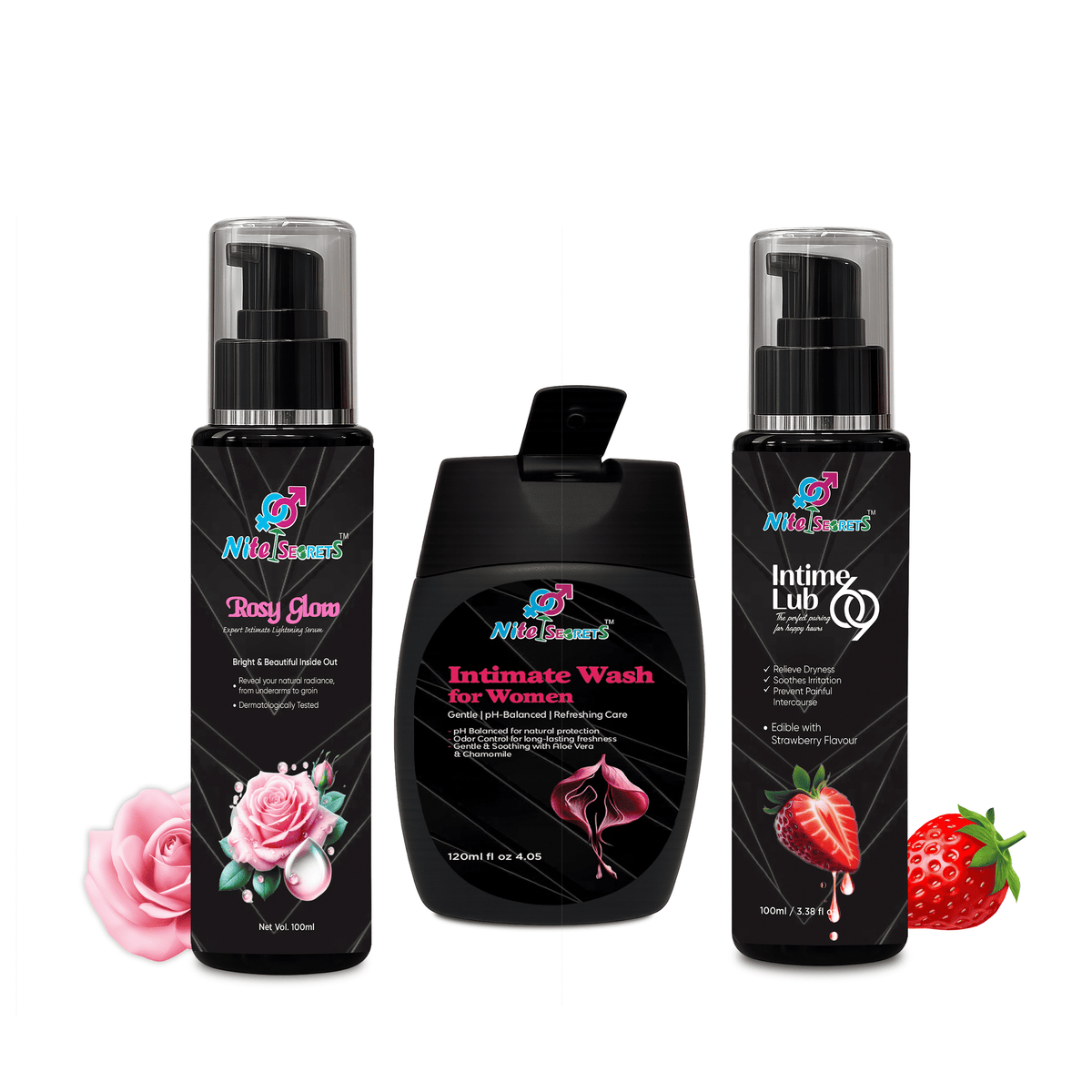 Trio: Rosy Glow Serum + Intimate Wash + Intime Lub 69 for Women – image 2
