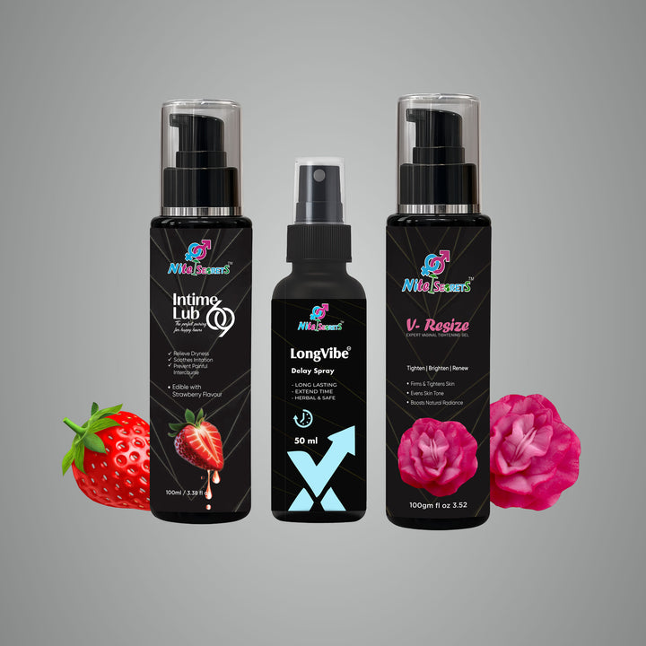 Trio: Intime Lub 69 + V-Resize Tightening Gel + LongVibe Delay Spray