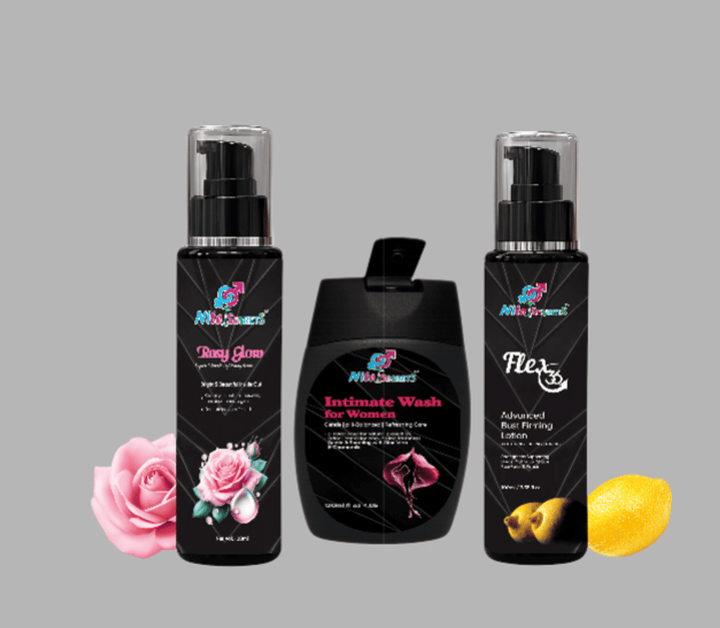 Trio: Flex 36 Bust Firming Lotion + Rosy Glow Serum + Intimate Wash for Women
