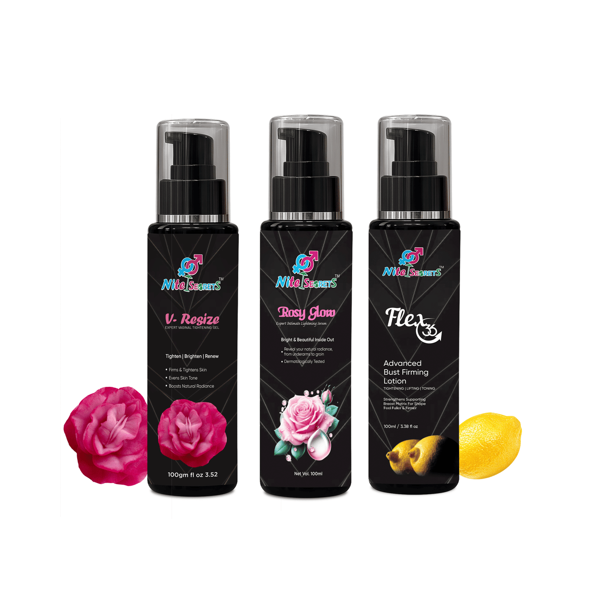 Trio: V-Resize Tightening Gel + Rosy Glow Serum + Flex 36 Bust Firming Lotion – image 2