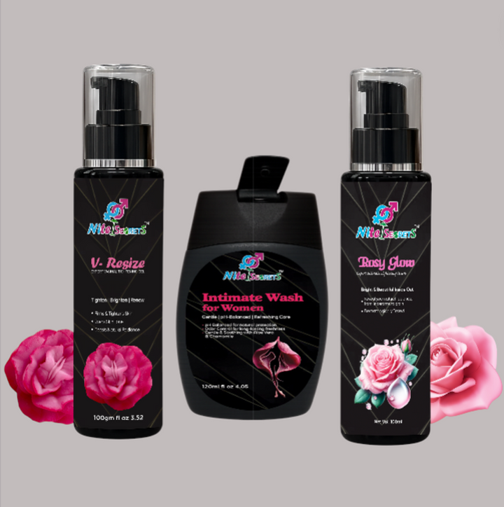 Trio: Intimate Wash + Rosy Glow Serum + V-Resize Tightening Gel for Women