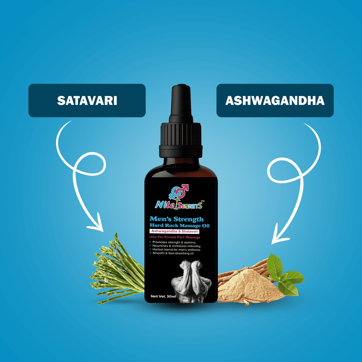 NiteSecrets Men’s Strength Hard Rock Herbal Massage Oil for Men – image 3
