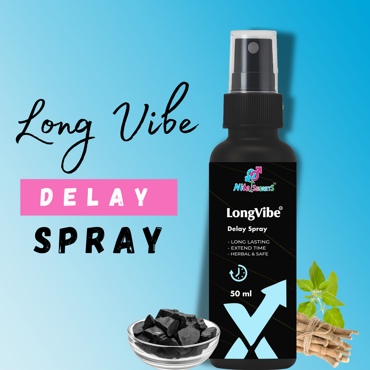 NiteSecrets LongVibe Ayurvedic Topical Delay Spray for Men