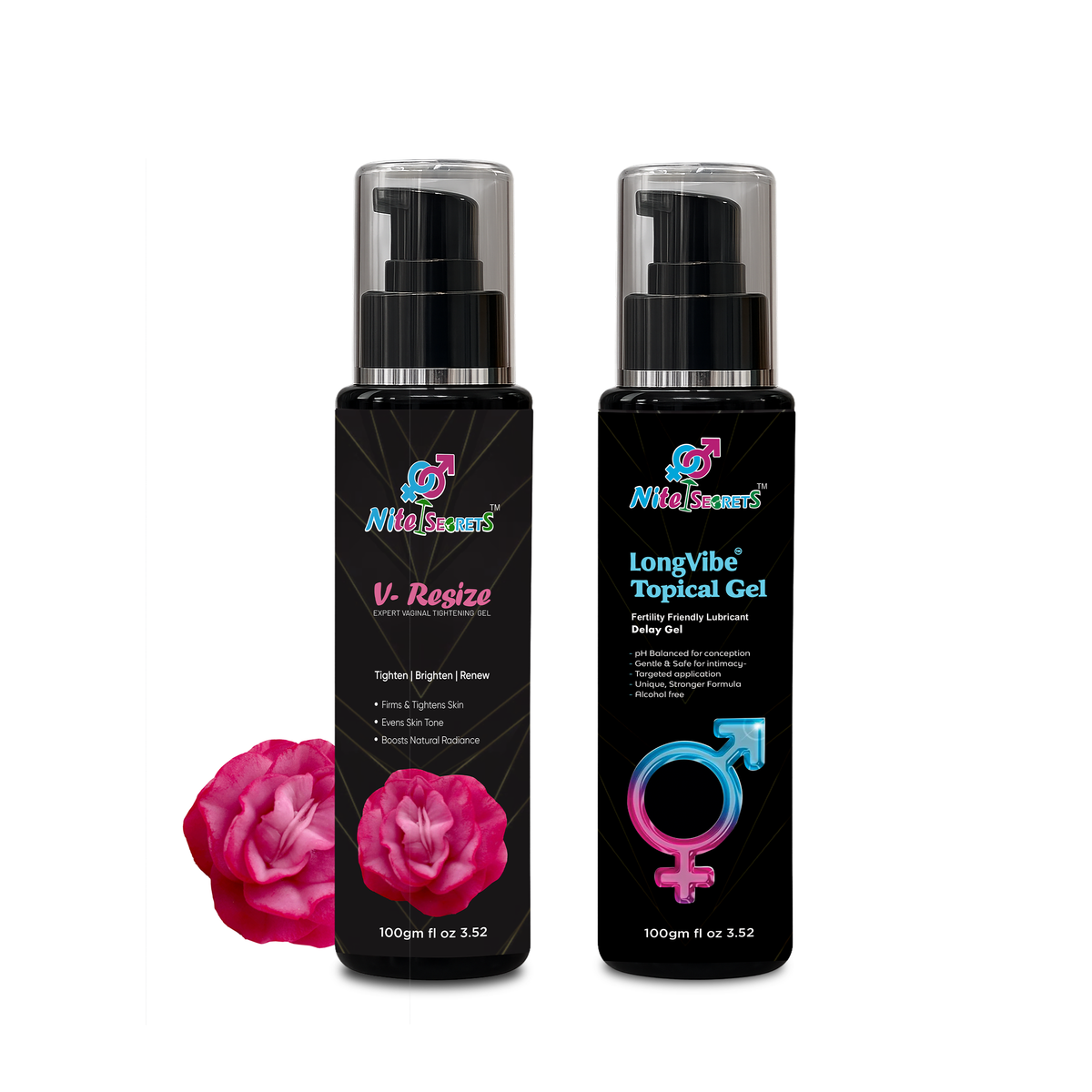 Duo: V-Resize Tightening Gel + LongVibe Delay Gel for Men