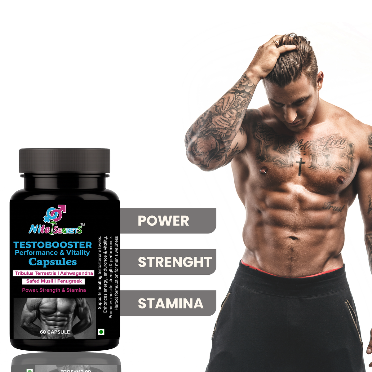 NiteSecrets Testobooster Performance & Vitality Capsules for Men