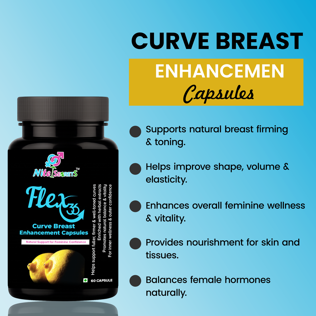 NiteSecrets Flex36 Curve Breast Enhancement Capsules for Women