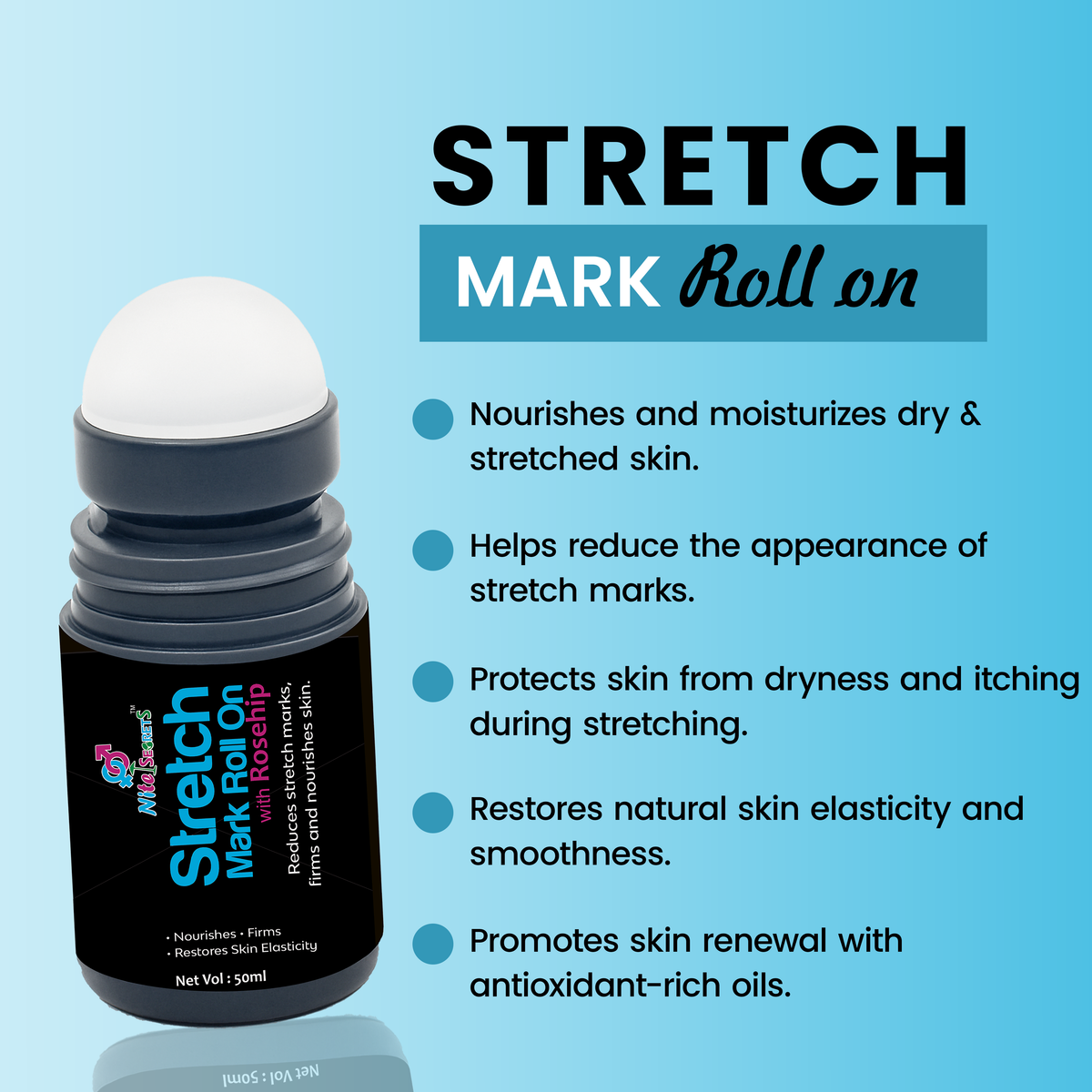NiteSecrets Stretch Mark Roll On with Rosehip